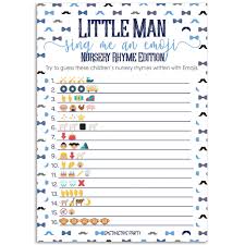 One of the mainstays of most baby showers is the bab. Little Man Baby Shower Emoji Game Cards 20 Count Distinctivs Walmart Com Walmart Com