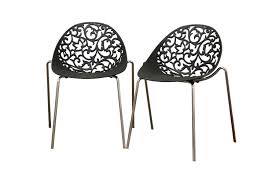 Amazon Com Baxton Studio Camelia Plastic Modern Dining Chair Black Set Of 2 Home Kitchen Modern Dining Chairs Plastic Dining Chairs Modern Dining