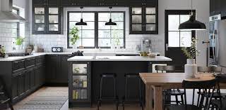 It's a fantastic color scheme that creates a beautiful and dramatic kitchen. Black Kitchen Cabinets Lerhyttan Series Ikea