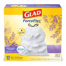 Glad tall kitchen drawstring trash bags. Glad Forceflex Tall Kitchen Trash Bags 13 Gallon 80 Count Mediterranean Lavender Scent Walmart Com Walmart Com