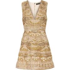 Alice Olivia Patty Embellished Silk Chiffon Mini Dress 11 160 Hrk Liked On Polyvore Embellished Cocktail Dress Sequin Dress Short Brown Cocktail Dresses