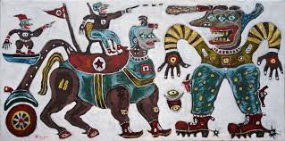 Cowboy S Way By Heri Dono Jpg 2419 1200 Indonesian Art Bali Painting Naive Art