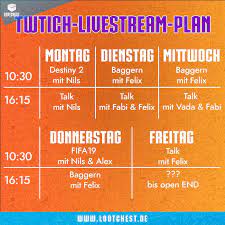 Der Streamplan Fur Diese Woche Steht Ab Jetzt Werden Wir Euch Jede Woche Um Diese Zeiten Mit Ein Bisschen Aktivitat Unterhalten Was Sagt Ih Twitch Weather