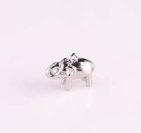 Silver Elephant Charm 3D 9x15mm White Gold Filled Charm CZs Bracelet  Necklace Pendant Minimalist Charms CZ Pave