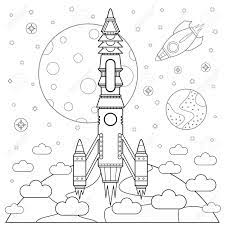 Demarrer Les Raquettes Et L Espace Livre De Coloriage Illustration Vectorielle Clip Art Libres De Droits Vecteurs Et Illustration Image 81712878