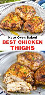 Best Crispy Oven Baked Chicken Thighs Keto Low Carb Recipe Oven Baked Chicken Thighs Chicken Thigh Recipes Baked Chicken Thigh Recipes Oven