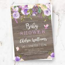 Purple Floral Butterfly Baby Shower Invitation Template Etsy In 2021 Butterfly Baby Shower Invitations Butterfly Baby Shower Baby Shower Purple