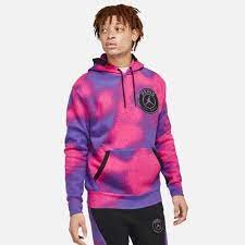 Discover the cutting edge of style, from the collaboration between jordan & psg football club. Jordan Paris Saint Germain Printed Fleece Pullover Hoodie Pink Purple Bouncewear