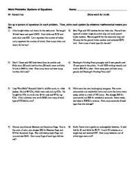 Systems Of Equations Word Problems Systems Of Equations Word Problems Systems Word Problems