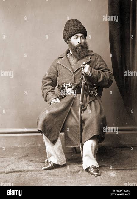 H.H. Amir Shere Ali Khan. Photograph of Sher Ali (1825-1879) Amir of Afghanistan, 1863–79, the son of Dost Muhammad, taken in 1869 by John Burke, from the album 'The Afghan War, Attock