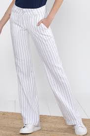 Ensemble pantalon ample en lin pour femme, tenue europe et amérique, haut court noir et sexy, 2 pièces. Pantalon Raye Lin Pour Femme Escales