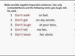 In a negative sentence the direct object pronoun appears after the reflexive pronoun and before the verb. S Imperative In The Negative Youtube