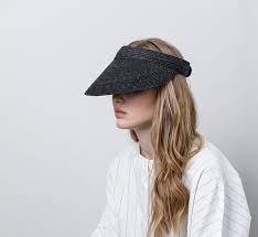 Black Straw Visor Summer Sun Hat Visor Cap Hat Womens Etsy