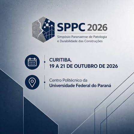 Agora é oficial: já pode marcar na agenda! 📅 O SPPC 2026 acontecerá em Curitiba e reunirá pesquisadores, estudantes e profissionais para discutir temas essenciais da engenharia, como patologia das construções e