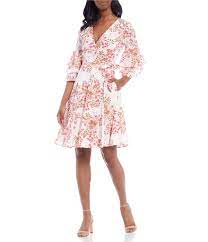 Best price down to $9.99. Calvin Klein 3 4 Bell Sleeve Floral Printed Cotton Wrap Dress Dillard S