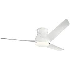 A hugger ceiling fan is built to provide more freedom from the fan to the floor by shortening the distance between ceiling and fan blades. Kichler 310160wh White Eris 60 3 Blade Hugger Indoor Outdoor Ceiling Fan With Wall Control Lightingshowplace Com