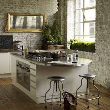 These black and white kitchen wall tiles are perfect for kitchen backsplashes as they can instantly change the look of your kitchen. White Gloss Units Rustic Brick Backdrop Brick Kitchen Brick Wall Kitchen Chic Kitchen