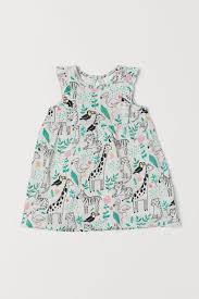 Slub Jersey Dress Gray Melange Jungle Animals Kids H M Us Girls Clothes Shops Cotton Dress Pattern Girl Outfits