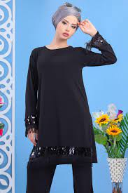 Soyez élégante avec une robe chic | robe chic. Ensemble Chic 2 Pieces Tunique Pantalon Tenue Classe Et Mastoura Pour Femme Couleur Noir Pret A Porter Et Accessoires