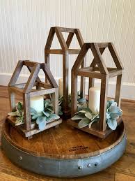 Wood Lantern Centerpiece With Framed Rooftop Farmhouse Style Wood Lantern Wood Lantern Wedding C Wood Lantern Centerpiece Wood Candle Lantern Wooden Lanterns