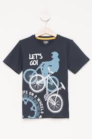 Lacivert Erkek Cocuk Bisiklet Baskili Erkek Cocuk T Shirt 719988 Defacto Boys