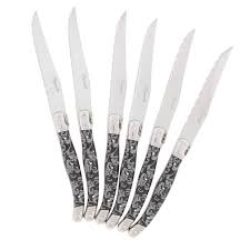 Pradel Excellence Coffret De 6 Couteaux De Table Avec Manche Dentelle Gris Et Noir Achat Vente Couteau De Table Cdiscount