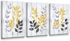 Collected twigs, an inexpensive frame and a favorite camping photo help kids create this practical tray to display their artwork and provide the perfect spot for dad's. Takfot Leaf Wall Art Yellow Grey Leaves Canvas Painting Vintage Botanical Pictures Rustic Plants Ar In 2021 Leaf Wall Art Bathroom Artwork Framed Artwork