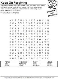 Keep On Forgiving Word Search Puzzle Sunday School Worksheets Sunday School Kids Sunday School Activities