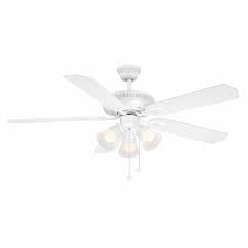 Hampton Bay Glendale 52 In Led Indoor White Ceiling Fan With Light Kit Ag524 Wh The Home Depot