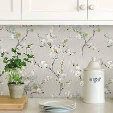 Nuwallpaper Mirei Grey Self Adhesive Wallpaper Nuwallpaper Peel And Stick Wallpaper Self Adhesive Wallpaper