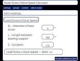 lead screw critical speed calculator