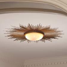 In stock & ready to ship. Sunburst Light Fixture Gold
