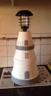 Diy Leuchtturm Fur Den Garten Easy Projekt Das An Einem Nachmittag Erledigt Ist Tontopfe Anmalen Clay Pot Lighthouse Clay Pot Crafts Terra Cotta Pot Crafts