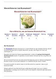 Eine bestimmte menge energie braucht der körper jedoch, abhängig von alter, geschlecht und gewicht, um richtig zu funktionieren. Wieviel Kalorien Hat Blumenkohl
