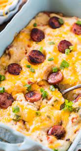 Cheesy Grits Casserole With Smoked Sausage Recipe Recipes Sausage Recipes Food