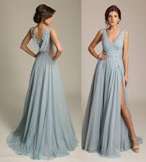 Contact Us Fairyqueen7 Hotmail Com Description For This Dusty Blue V Neck Chiffon Evening Gown With Chiffon Prom Dress Bridesmaid Dresses Evening Dresses