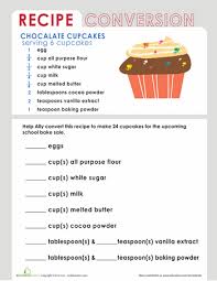 Dry Measure Conversion Worksheet Education Com Recipe Conversions Measurement Worksheets Cooking Measurements