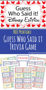 1.this movie was a compilation of several musical caroons,made in 1946 2.it includes a famous russian fairy tale,narrated by sterling holloway 3.a whale can sing opera 4.johnny fedora met alice blue bonnet in the window of the department store. this movie is often confused with a similar film. Free Printable Guess Who Said It Disney Edition The Quiet Grove