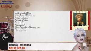Holiday Madonna Drums Backing Track With Chords And Lyrics Youtube