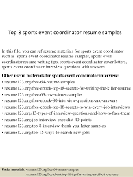 A formal cover letter has a very specific purpose and should be written in such a. Top 8 Sports Event Coordinator Resume Samples