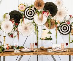 Garden Party Fan Decor Kit Deluxe Set Black And White Fan Decor Fancy Orga White Party Decorations Black And White Party Decorations Floral Party Decorations
