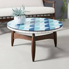 Vitreous glass tiles on 33 x 43 cm mdf coffee table. Mosaic Tiled Outdoor Coffee Table 3d Squares Turned Wood