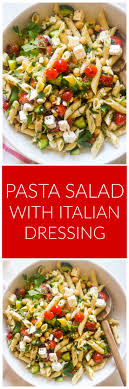 In a large mixing bowl, make your dressing by whisking together olive oil, vinegar, lemon juice, italian seasoning, sugar, garlic powder, and red pepper flakes. Pasta Salad With Italian Dressing Is A Cold Veggie Pasta Salad With Feta Cheese And Only Vegetables Best Pasta Salad Pasta Salad Recipes Vegetarian Pasta Salad