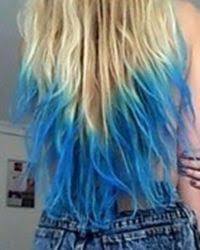 Blonde Hair With Bright Blue Dip Dye Ombre Ends Dip Dye Hair Blue Tips Hair Best Hair Dye
