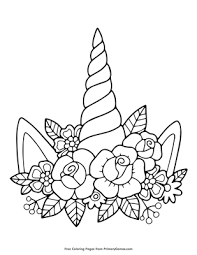 Roses, daisies, tulips and more flower coloring pages and sheets to color. Unicorn Horn And Flowers Coloring Page Free Printable Pdf From Primarygames
