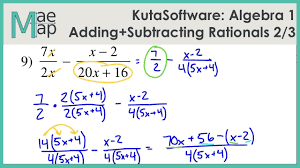 Briefly discuss the answers and make sure students are comfortable modeling addition and subtraction of rational numbers on a number line before moving on. Kutasoftware Algebra 1 Adding And Subtracting Rational Expressions Part 2 Youtube