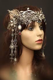 Elf Headpiece Elven Filigree Headpiece (Adjustable 21-24" Silver Gothic Tiara)  Moon Goddess Dress