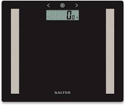 A pair of metal strips provide reliable contact between you and the. Salter Compact Body Analyser Bathroom Scales Measure Weight Bmi Body Fat Body Water Ultra Slim Toughened Glass 8 User Memory Easy To Read Digital Display Instant Reading Step On Feature Black