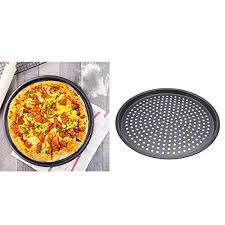 Bestomz 12 Inch Nonstick Pizza Pan Baking Tray Plate With Holes Pizza Baking Tool Tray Bakes Pan Pizza Baking Tools