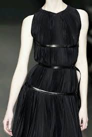 Black Pleated Dress With Bands Of Leather Elegant Fashion Details Prada 2013 Fashion Black Fashion Dresses